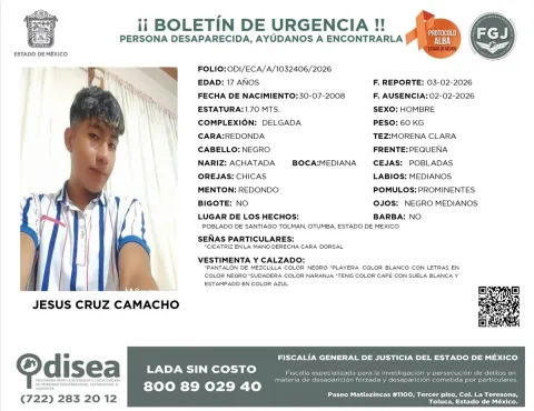 Buscan a adolescente desaparecido en Santiago Tolman, Otumba